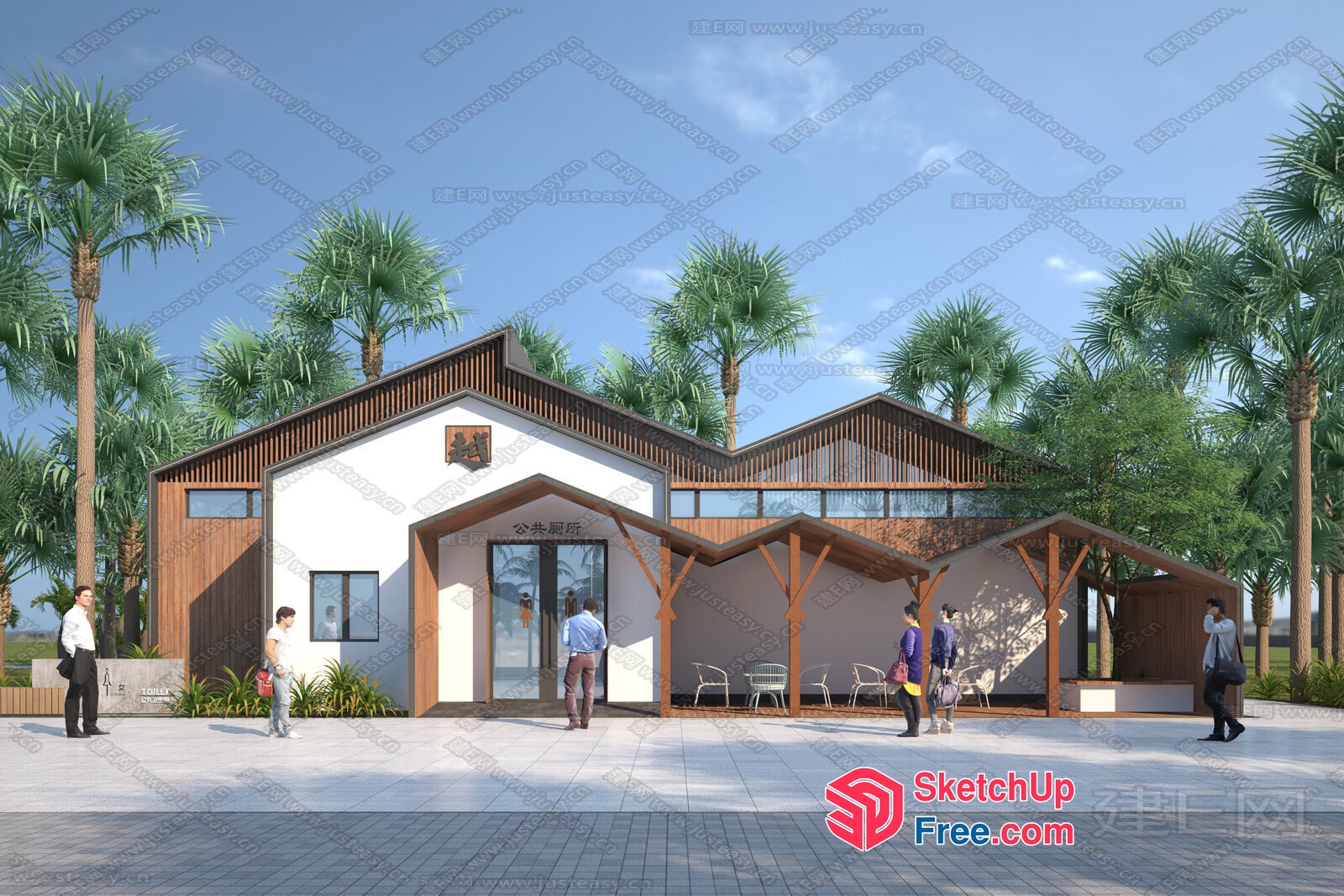 Modern Tropical Style Building Exterior 3D SketchUp File