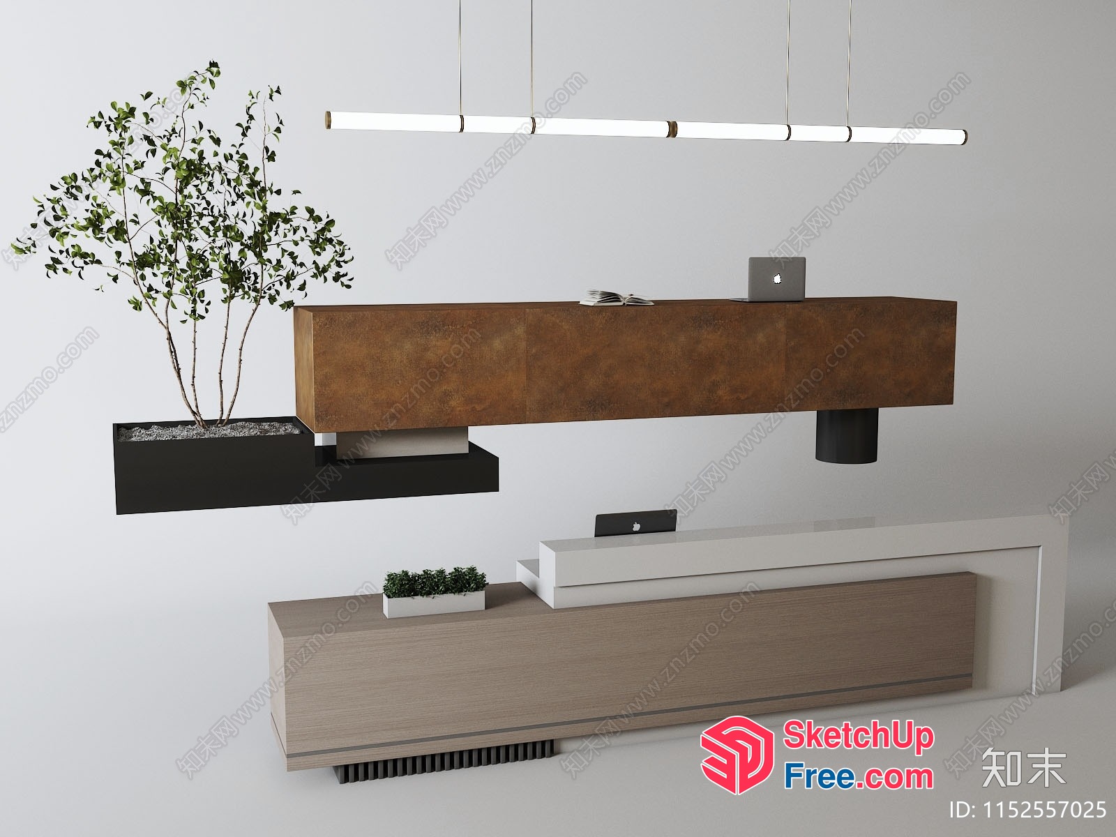 Modern Office Interior With Minimalist Decor And Natural Elements 3D SketchUp File
