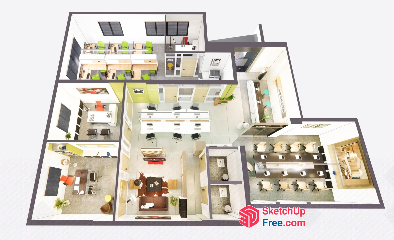 Modern Office Building Interior 3D SketchUp File