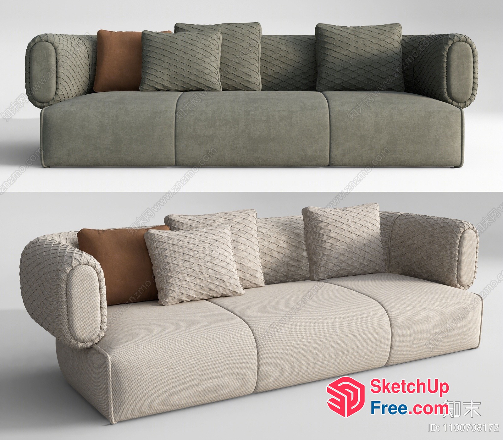 Modern Minimalist Sofa With Pillows And Cushions 3D SketchUp File