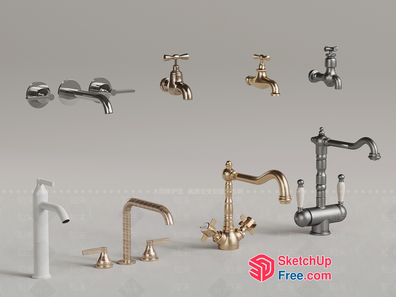 Modern Bathroom Faucet Set Collection 3D SketchUp File
