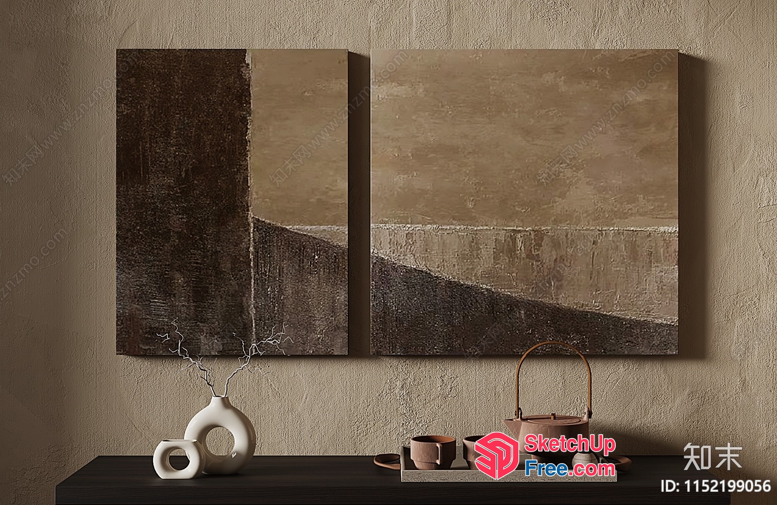 Abstract Artwork In Wabi-Sabi Style 3D SketchUp File