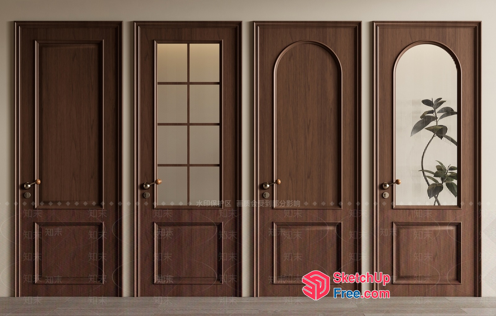 Elegant Wooden Doors With Classic And Modern Designs 3D SketchUp File