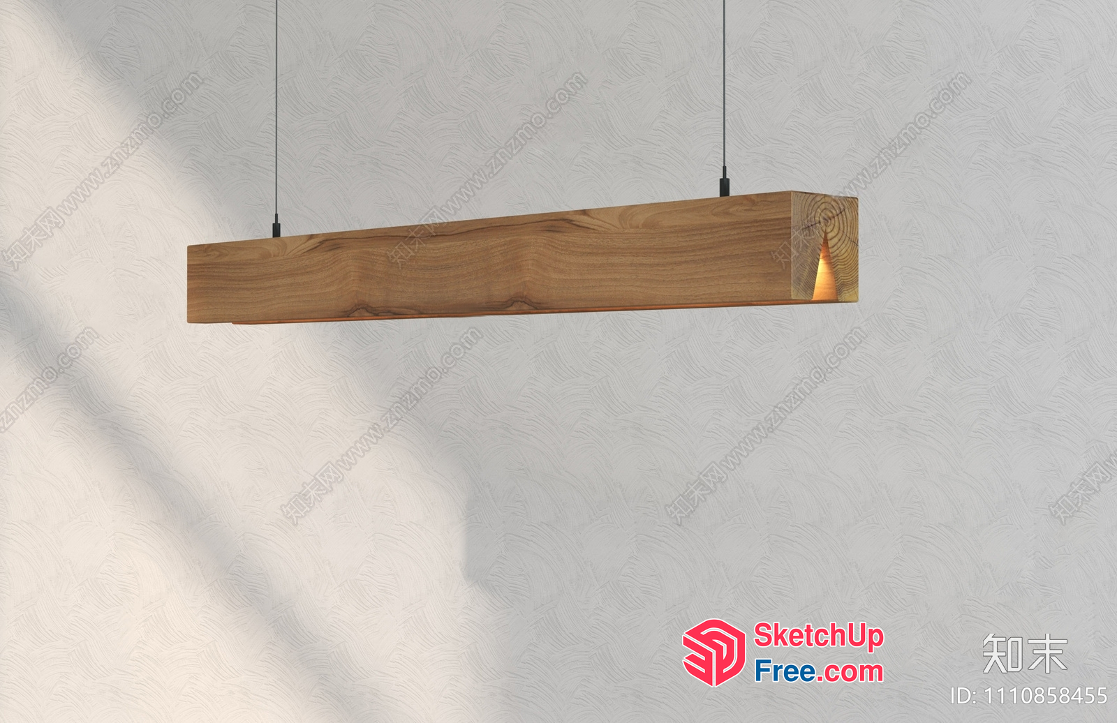 Wooden Light Fixture Suspended From Ceiling 3D SketchUp File