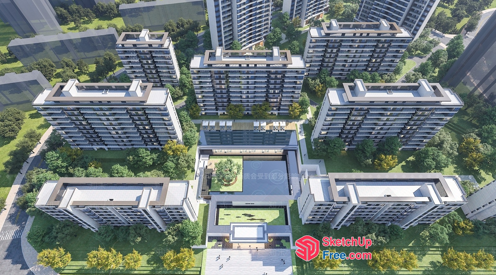Modern Urban Residential Complex 3D SketchUp File