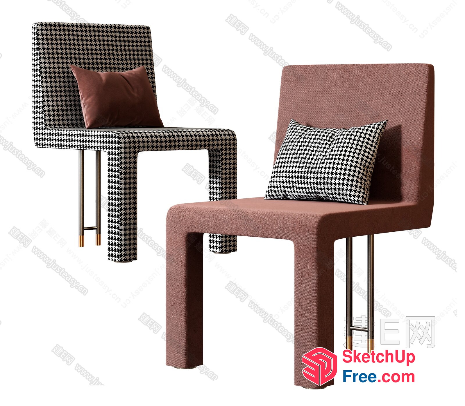 Modern Houndstooth Pattern Chairs 3D SketchUp File