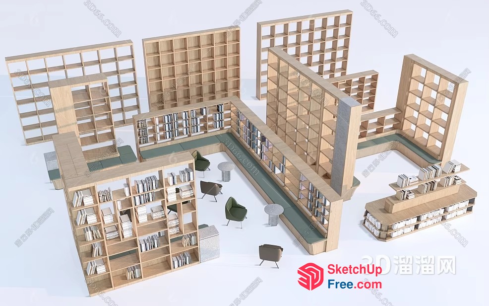 Modern Minimalist Library Interior 3D SketchUp File