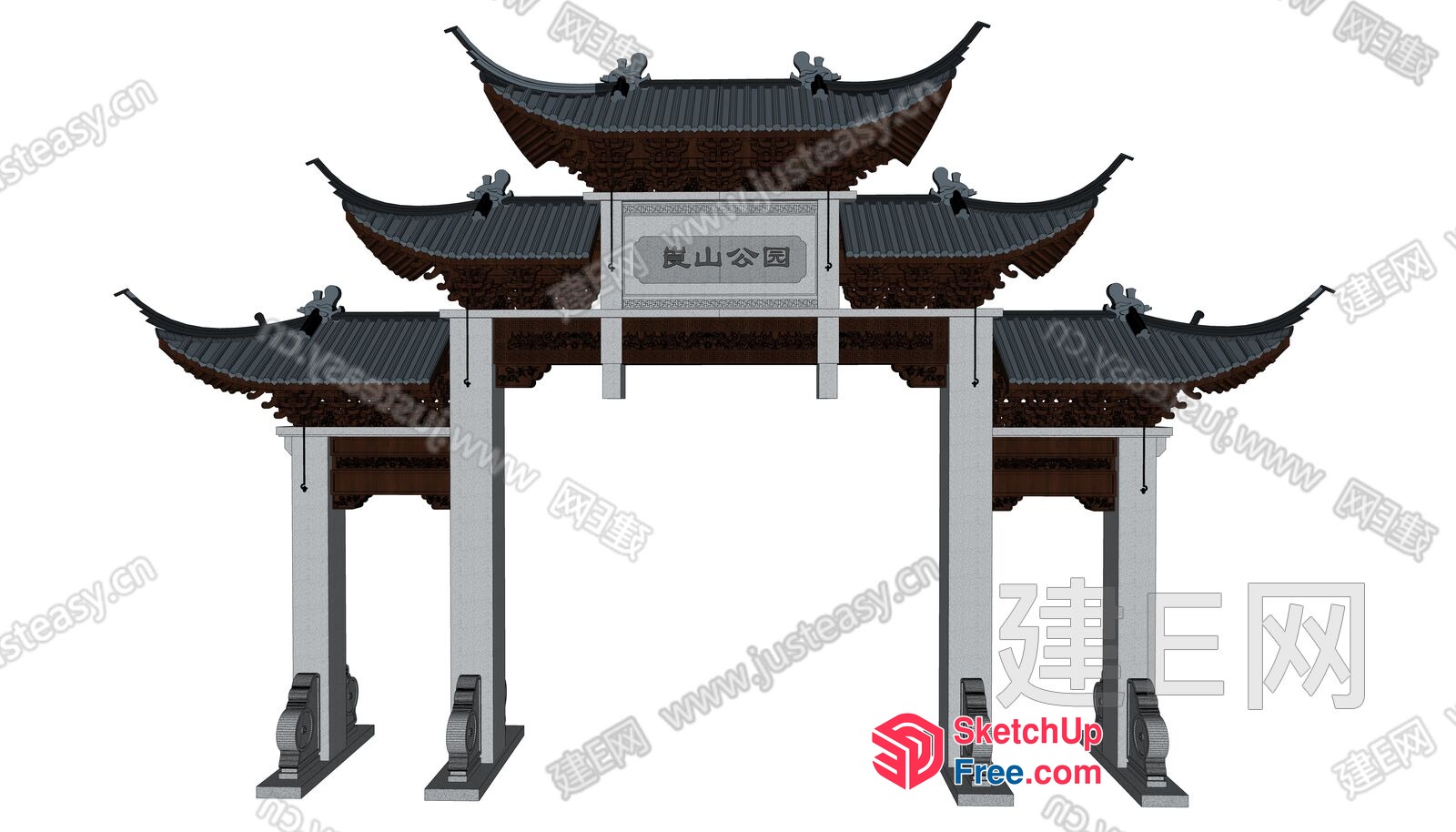 Traditional Chinese Temple Entrance Arch 3D SketchUp File