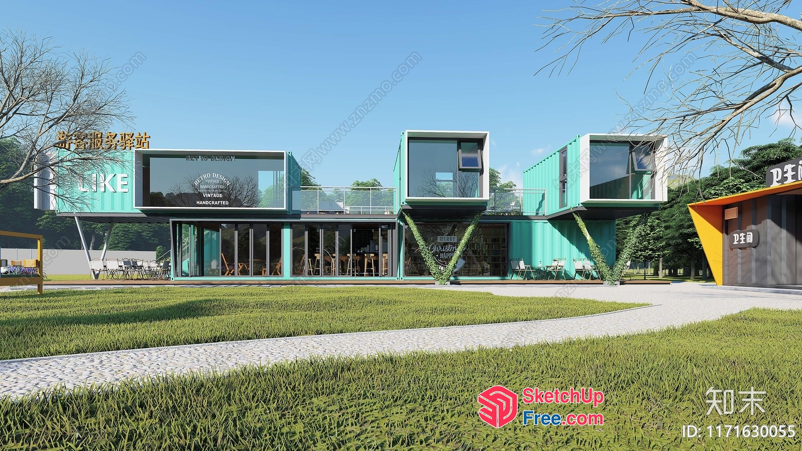 Modern Shipping Container Architecture 3D SketchUp File