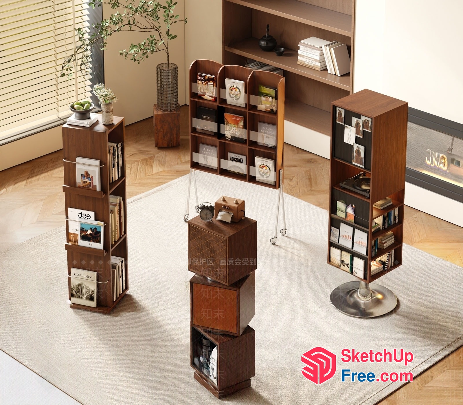 Wooden Shelving Units And Display Cases 3D SketchUp File