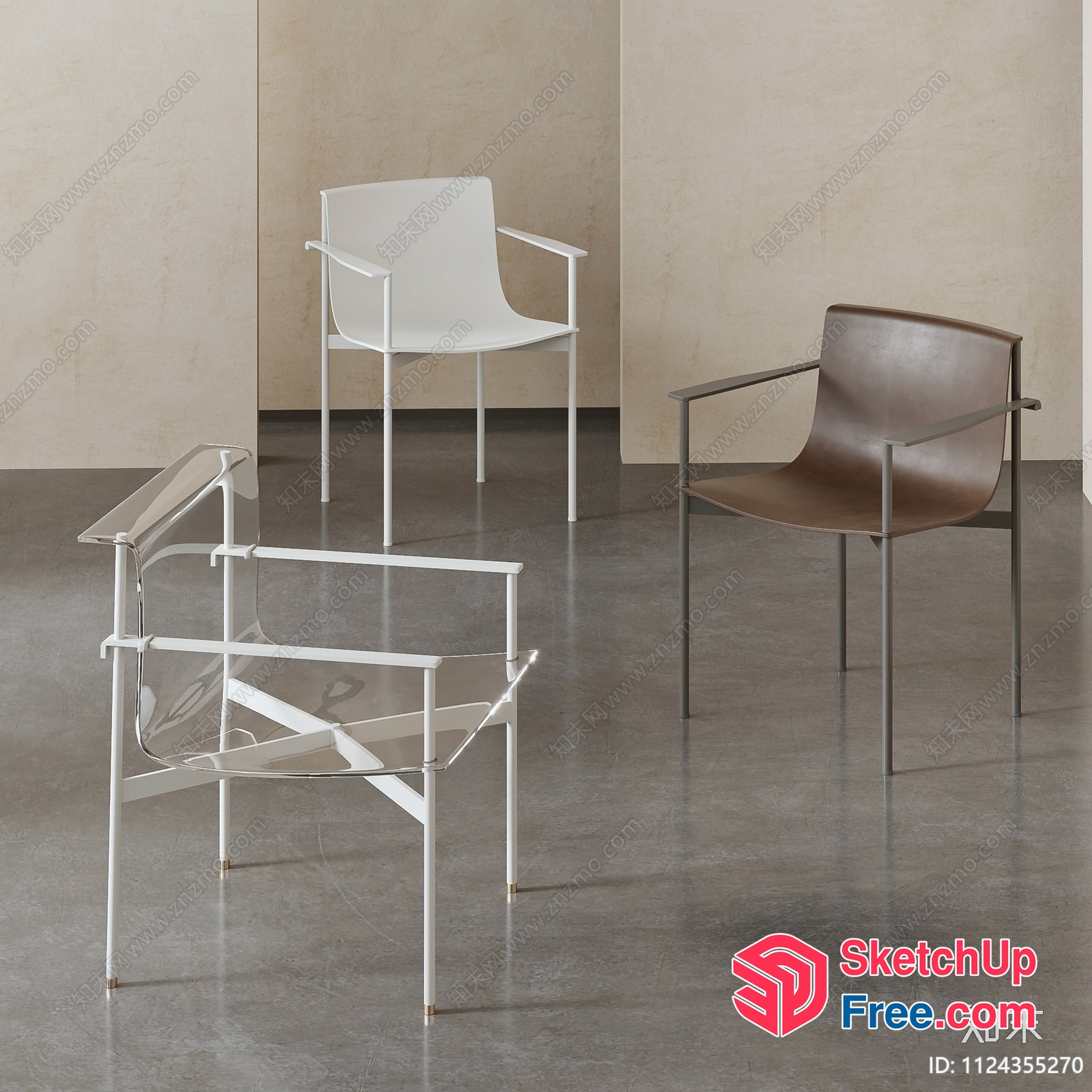 Modern Minimalist Chairs For Living Room Or Office 3D SketchUp File