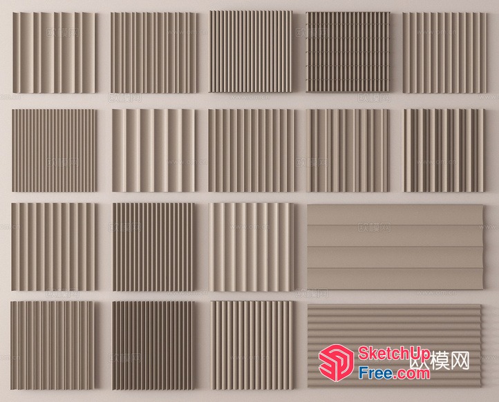 Modern Beige Decorative Wall Panels 3D SketchUp File