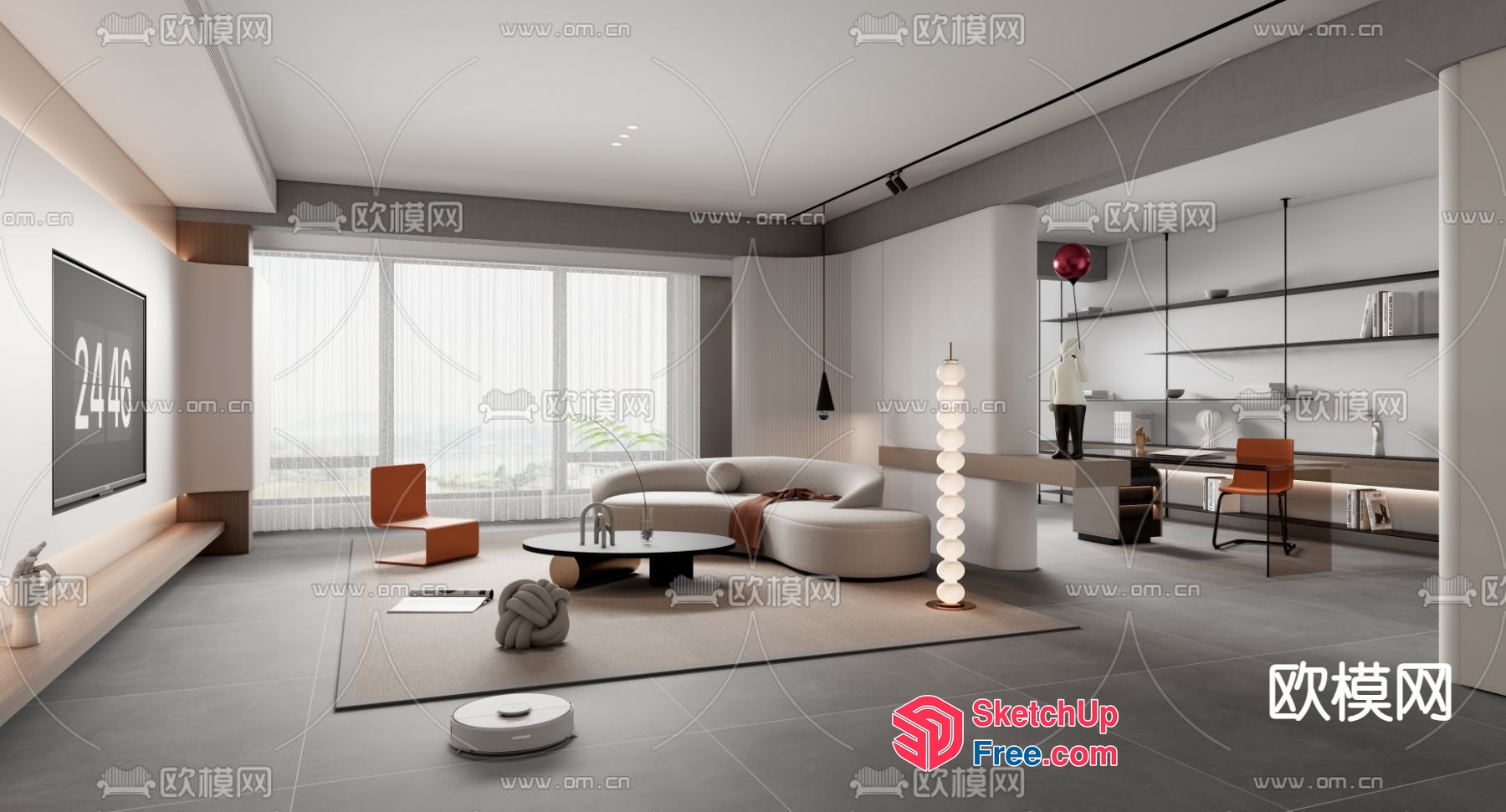 Modern Living Room With Sleek Furniture And Natural Light 3D SketchUp File