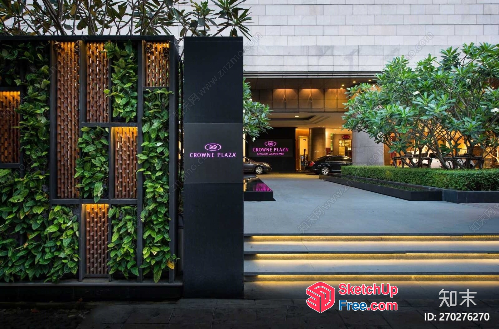 Entrance To A Modern Hotel With A Parking Garage 3D SketchUp File