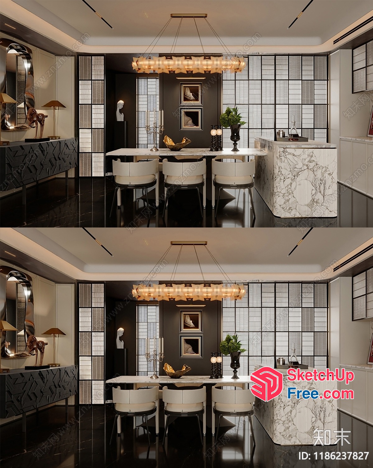 Luxurious Modern Dining Room 3D SketchUp File