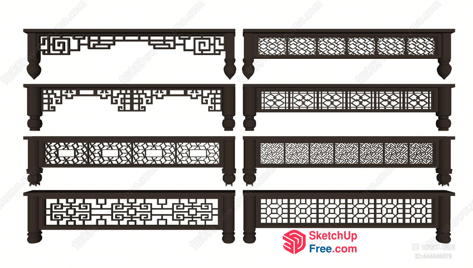 Ornate Wood Railing Designs 3D SketchUp File