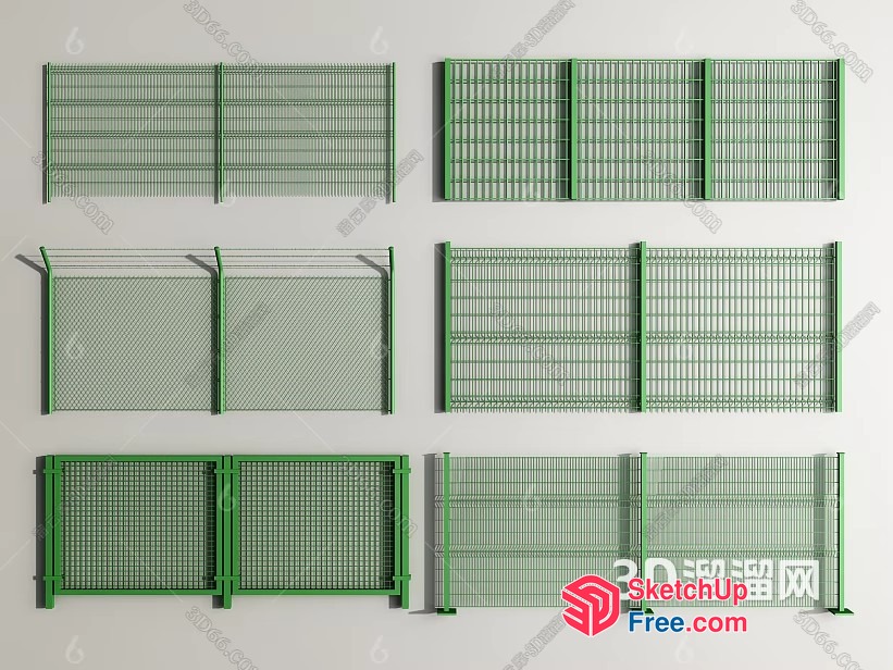 Green Metal Fence Panels Collection 3D SketchUp File