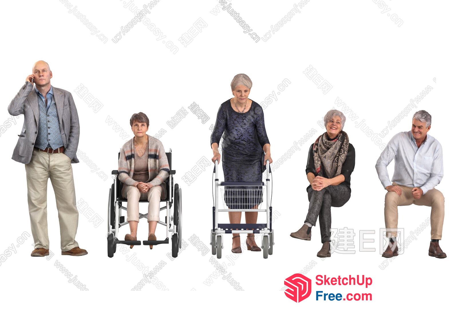 Elderly People In Various Poses 3D SketchUp File