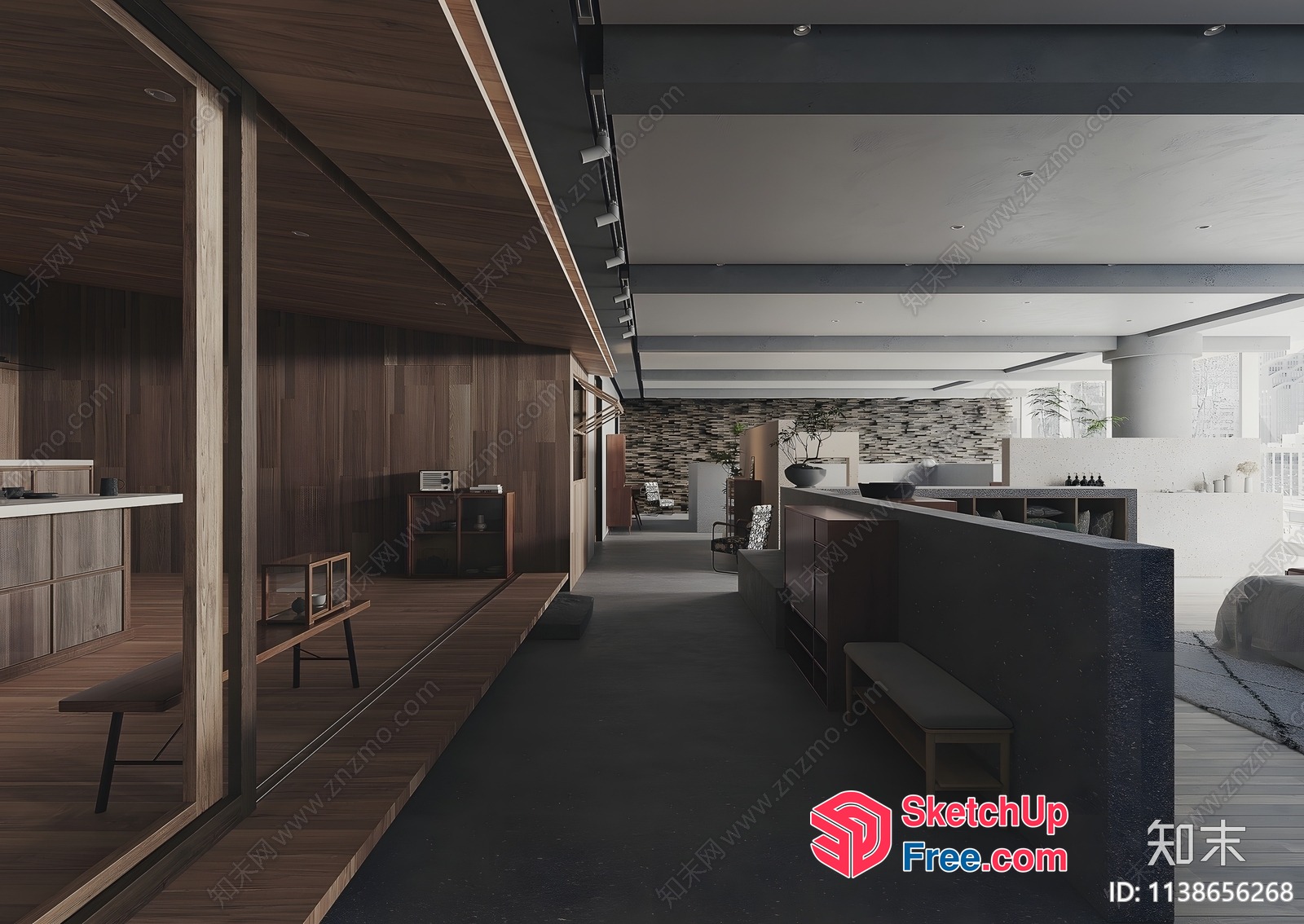 Modern And Minimalist Interior Space 3D SketchUp File