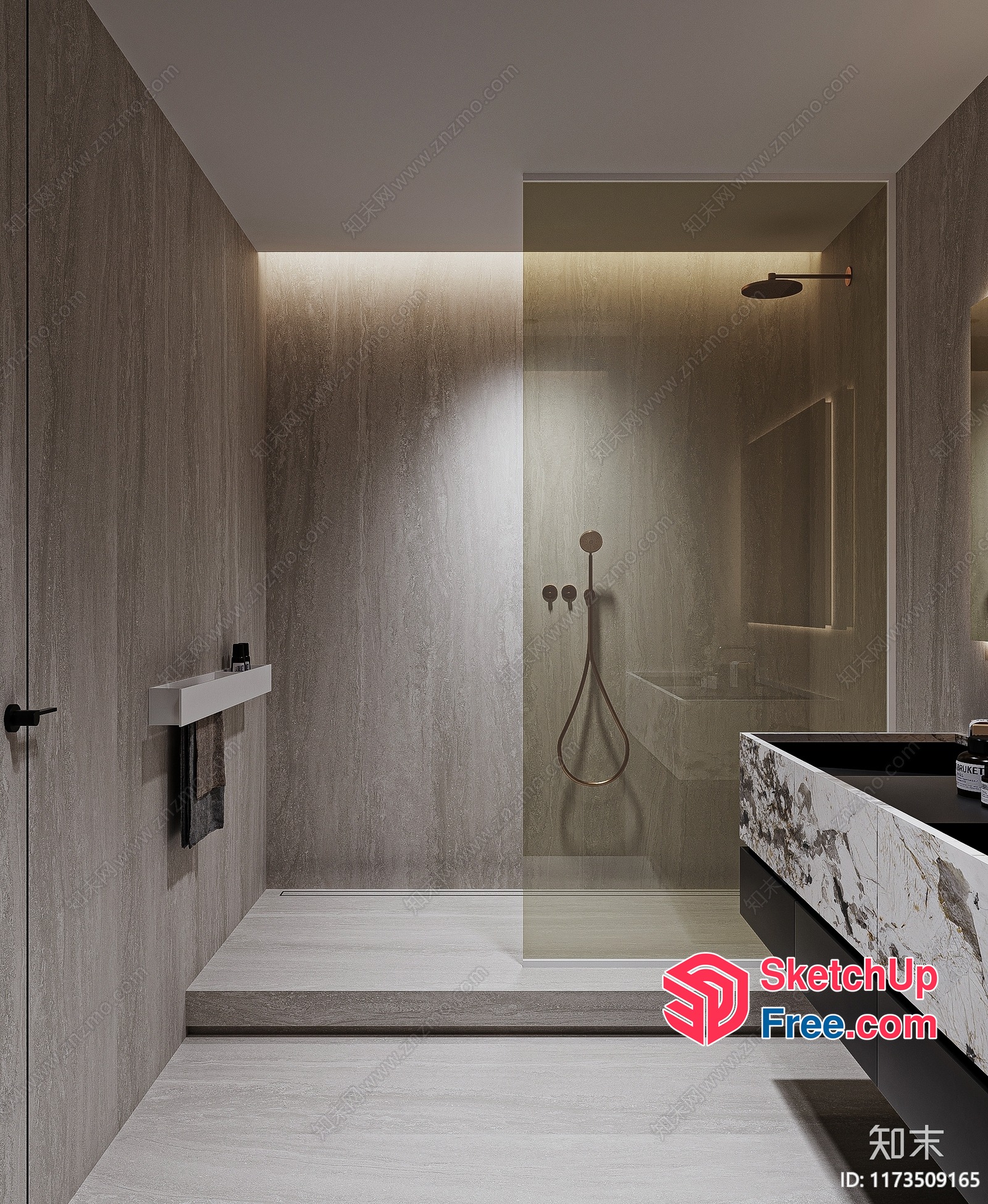 Modern Minimalist Bathroom Interior Design 3D SketchUp File