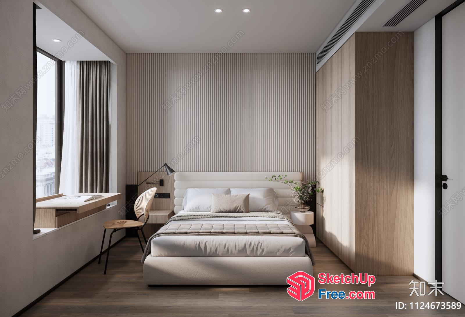 Modern Minimalist Bedroom With Sleek Furniture 3D SketchUp File