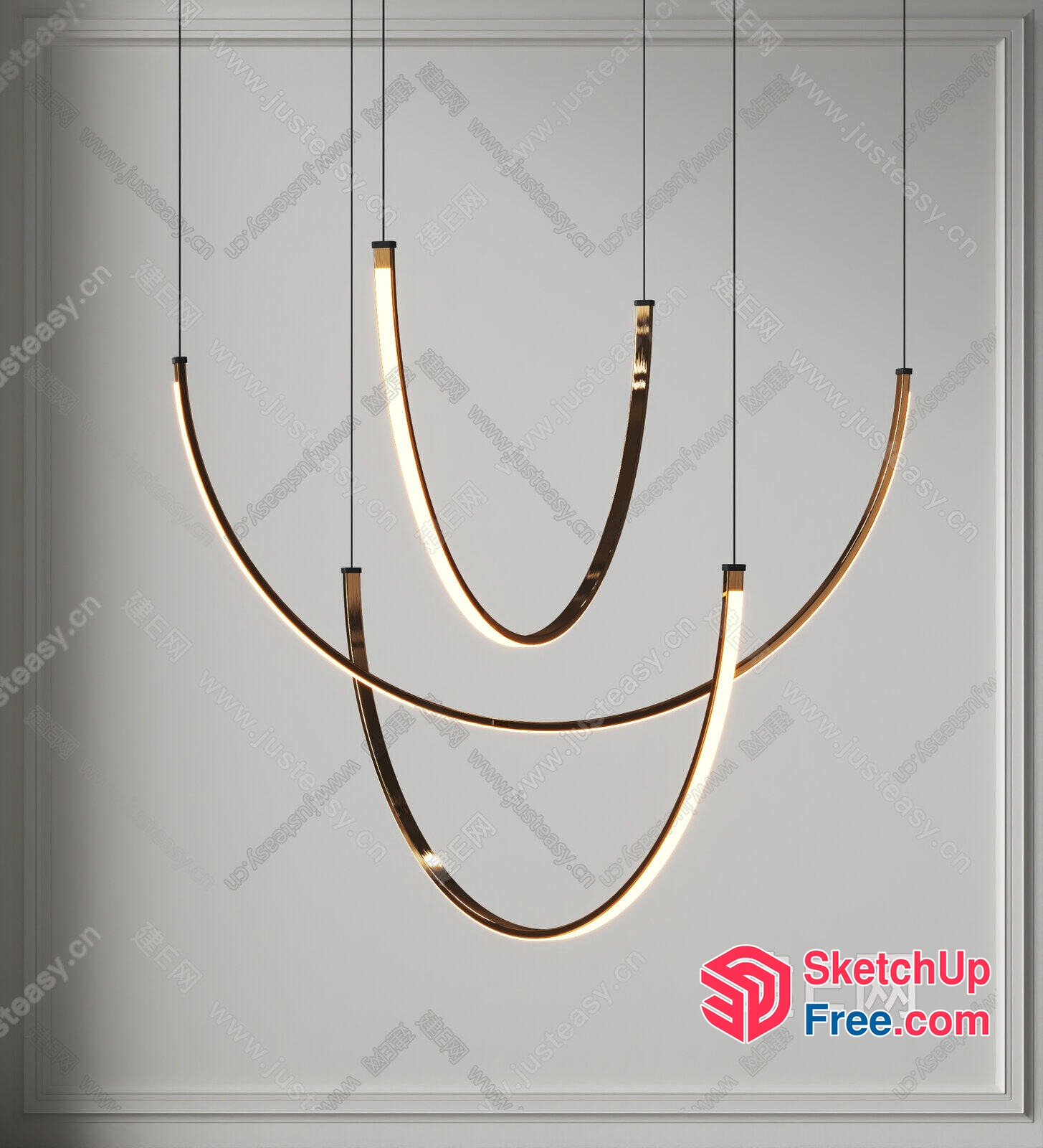 Elegant Modern Curved Light Fixture 3D SketchUp File