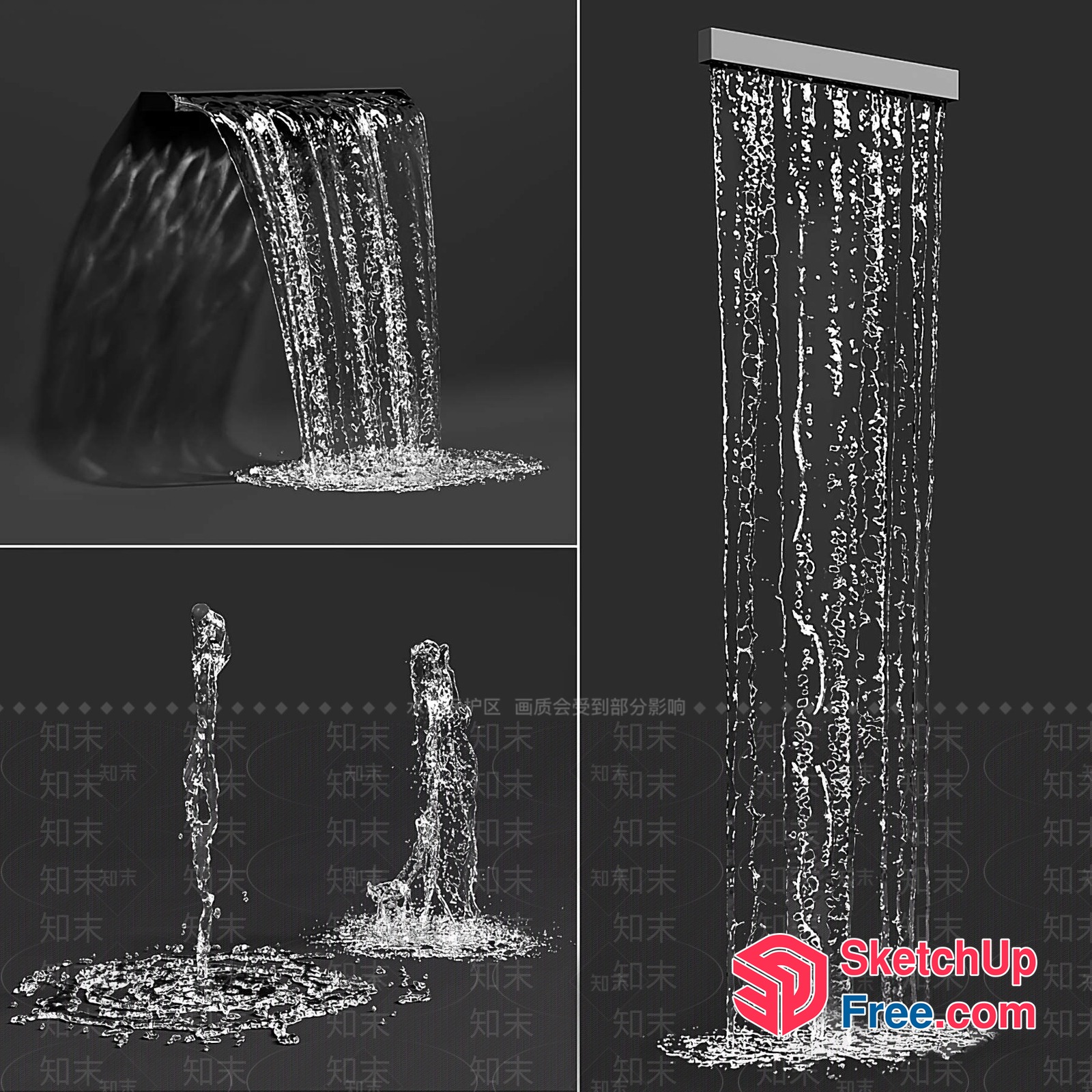 Waterfall Display 3D SketchUp File