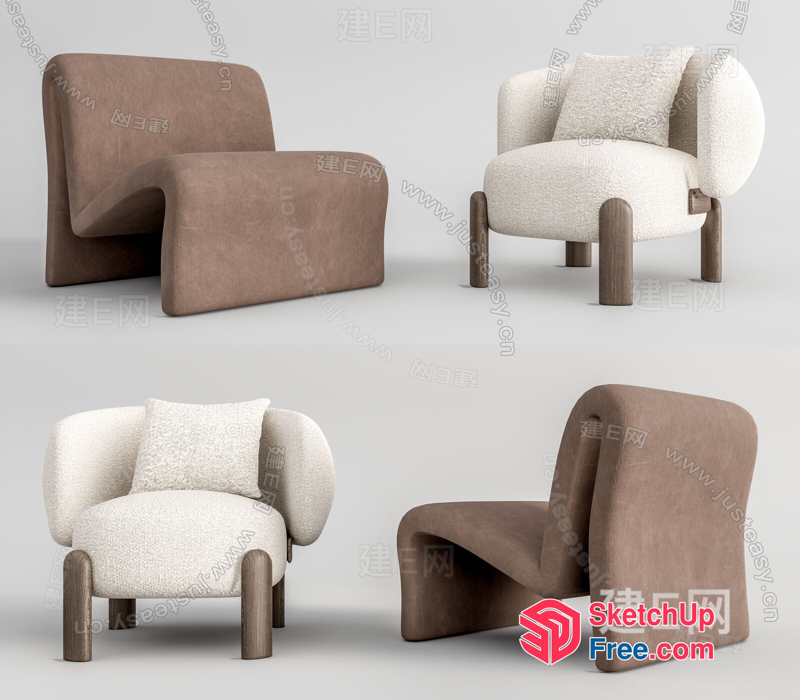 Modern Minimalist Accent Chairs 3D SketchUp File