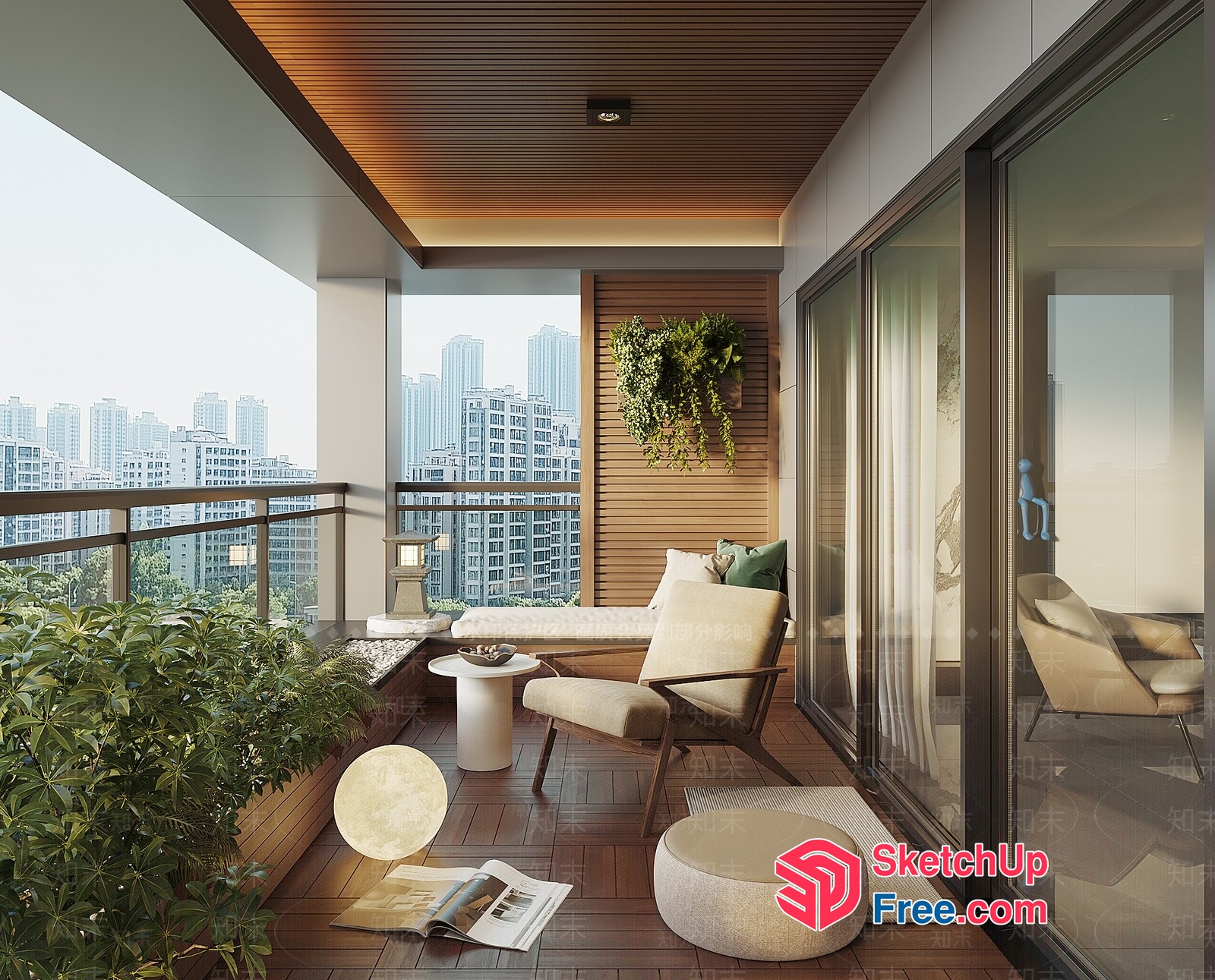 Modern Balcony With City View 3D SketchUp File