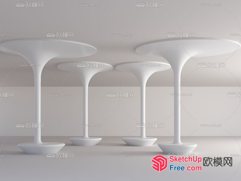Minimalist White Table And Chair Set 3D SketchUp File