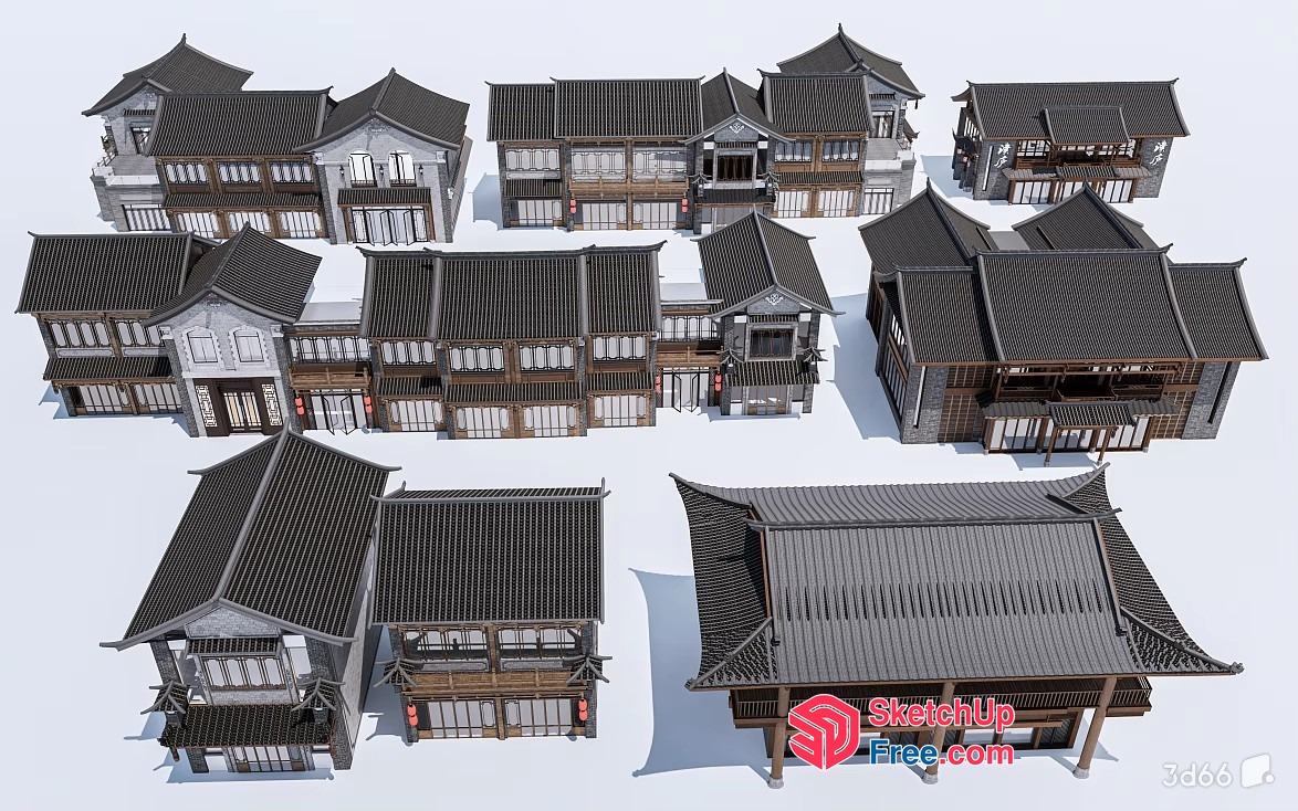 Traditional Japanese Buildings Collection 3D SketchUp File