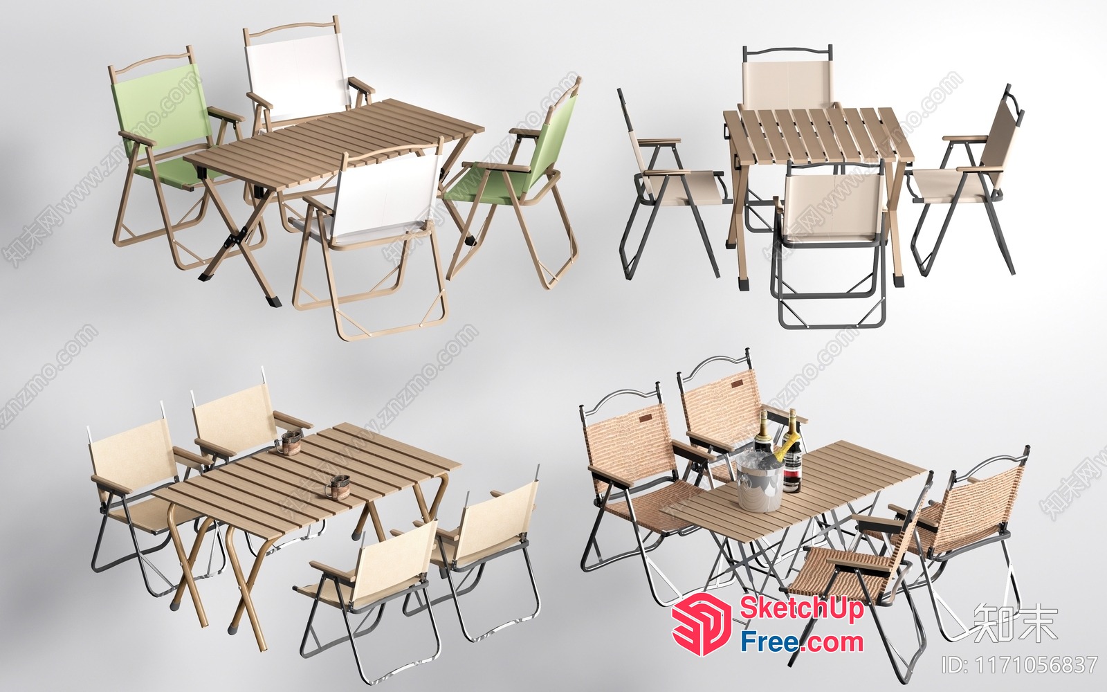 Outdoor Table Sets And Chairs Collection 3D SketchUp File