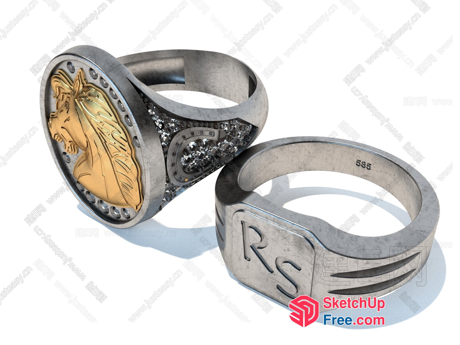 Luxury Horse Head Ring Design 3D SketchUp File