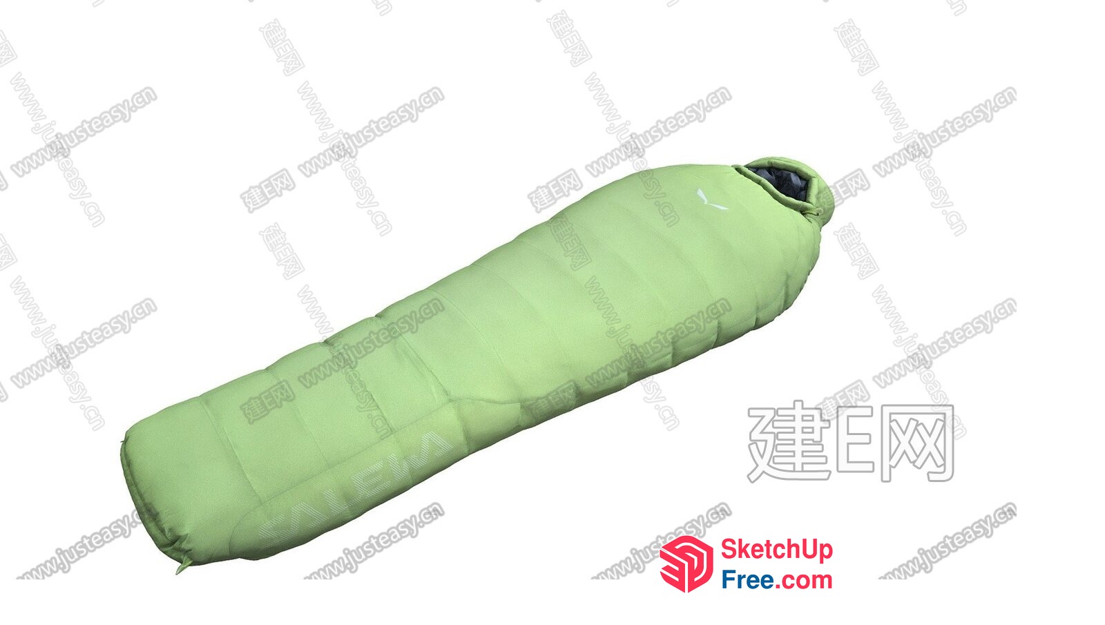 Green Sleeping Bag On White Background 3D SketchUp File
