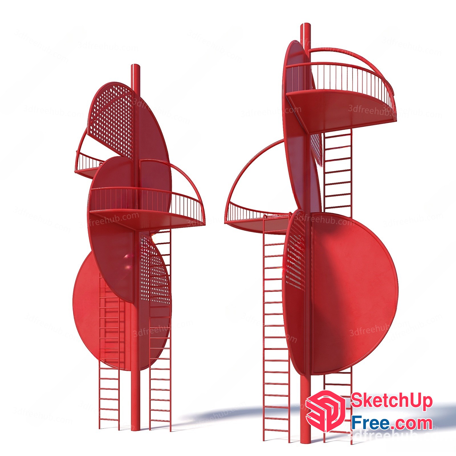 Spiral Staircase With Ladders 3D SketchUp File