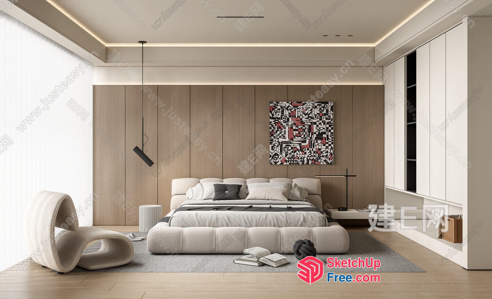 Modern Minimalist Bedroom Interior Design 3D SketchUp File
