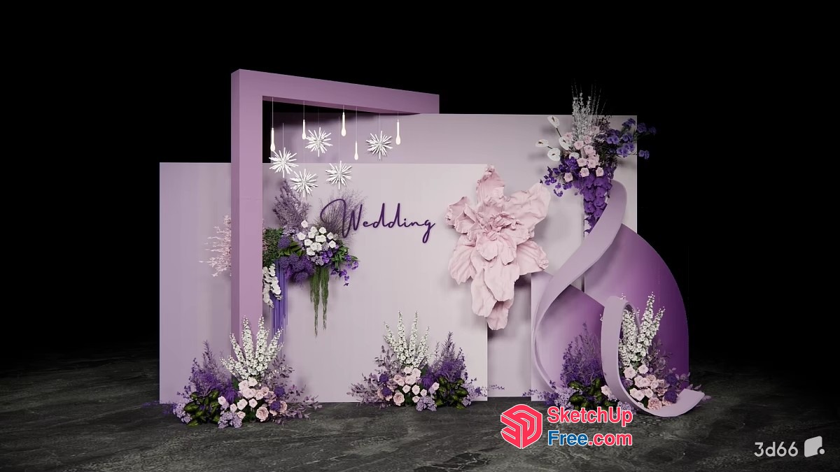 Lavender And White Flowers On White Wall 3D SketchUp File