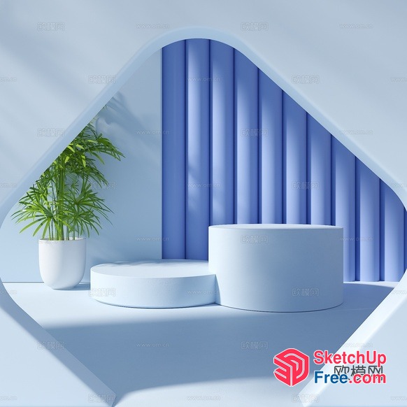 Elegant Minimalist White Room With Plants 3D SketchUp File