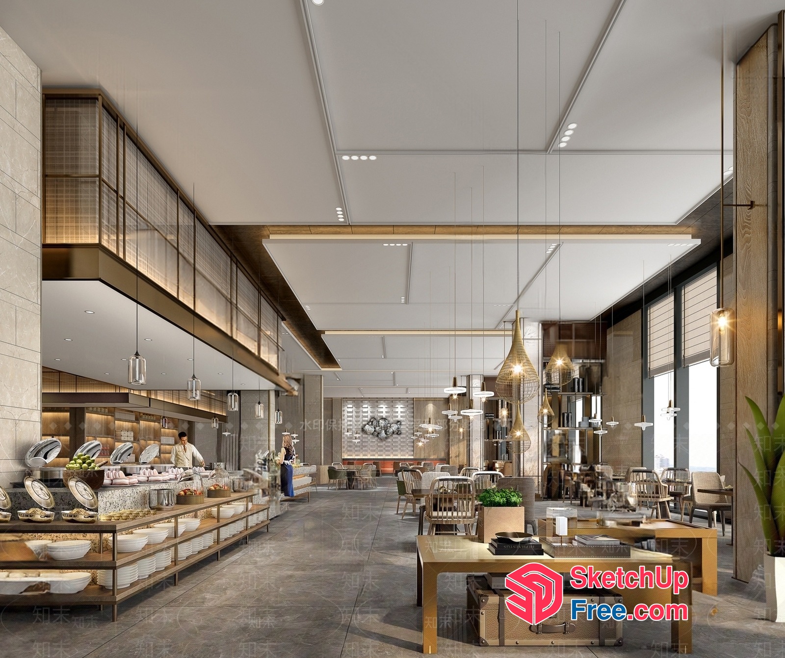 Modern Commercial Building Interior With Elegant Decor 3D SketchUp File