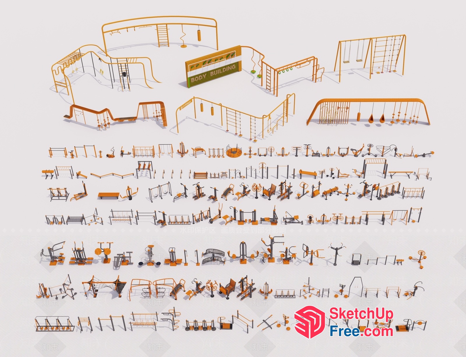 3D Models Of Various Outdoor Exercise Equipment 3D SketchUp File