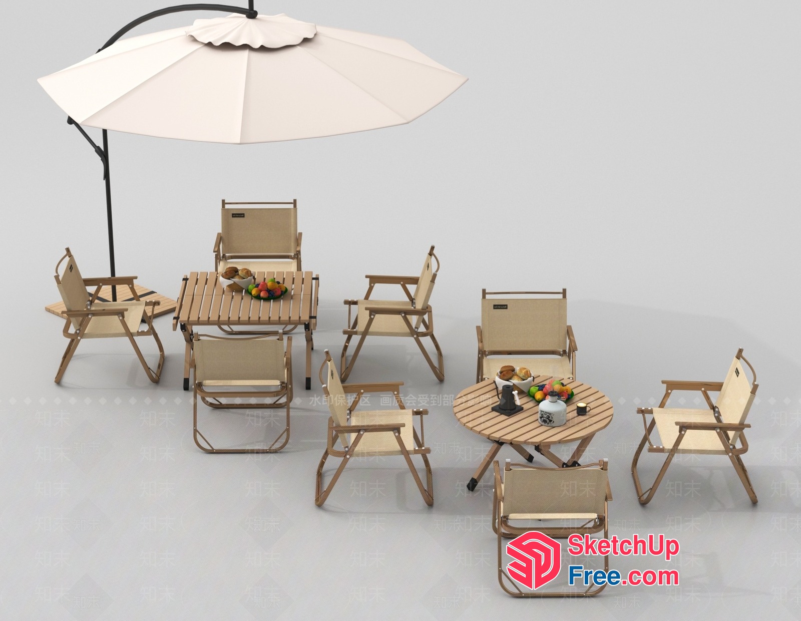 Outdoor Furniture Set With Umbrella 3D SketchUp File