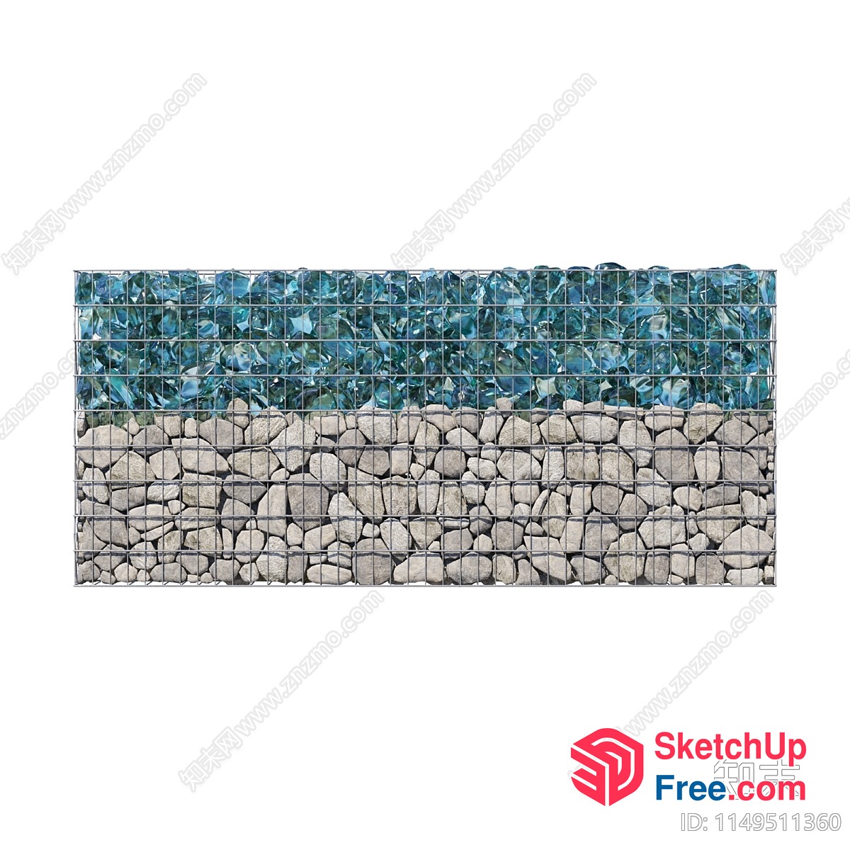 Gabion Wall With Decorative Stones And Glass Blocks 3D SketchUp File
