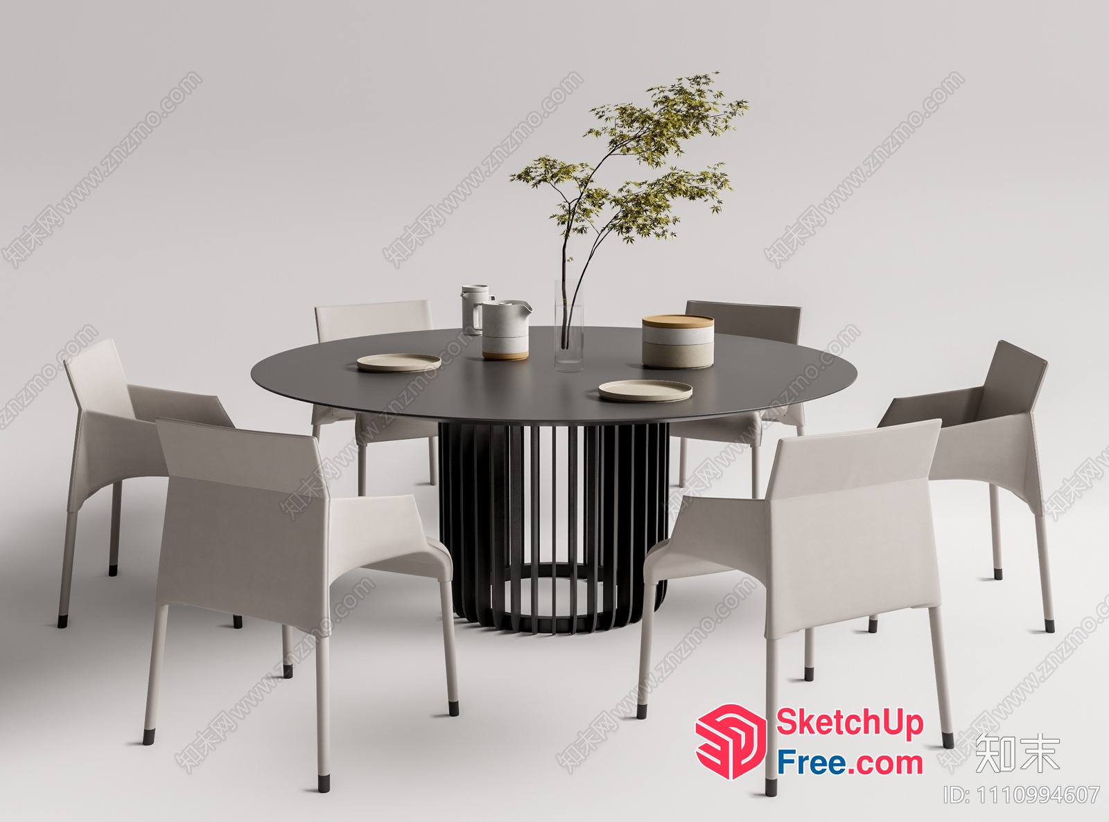 Elegant Modern Dining Room Table And Chairs 3D SketchUp File