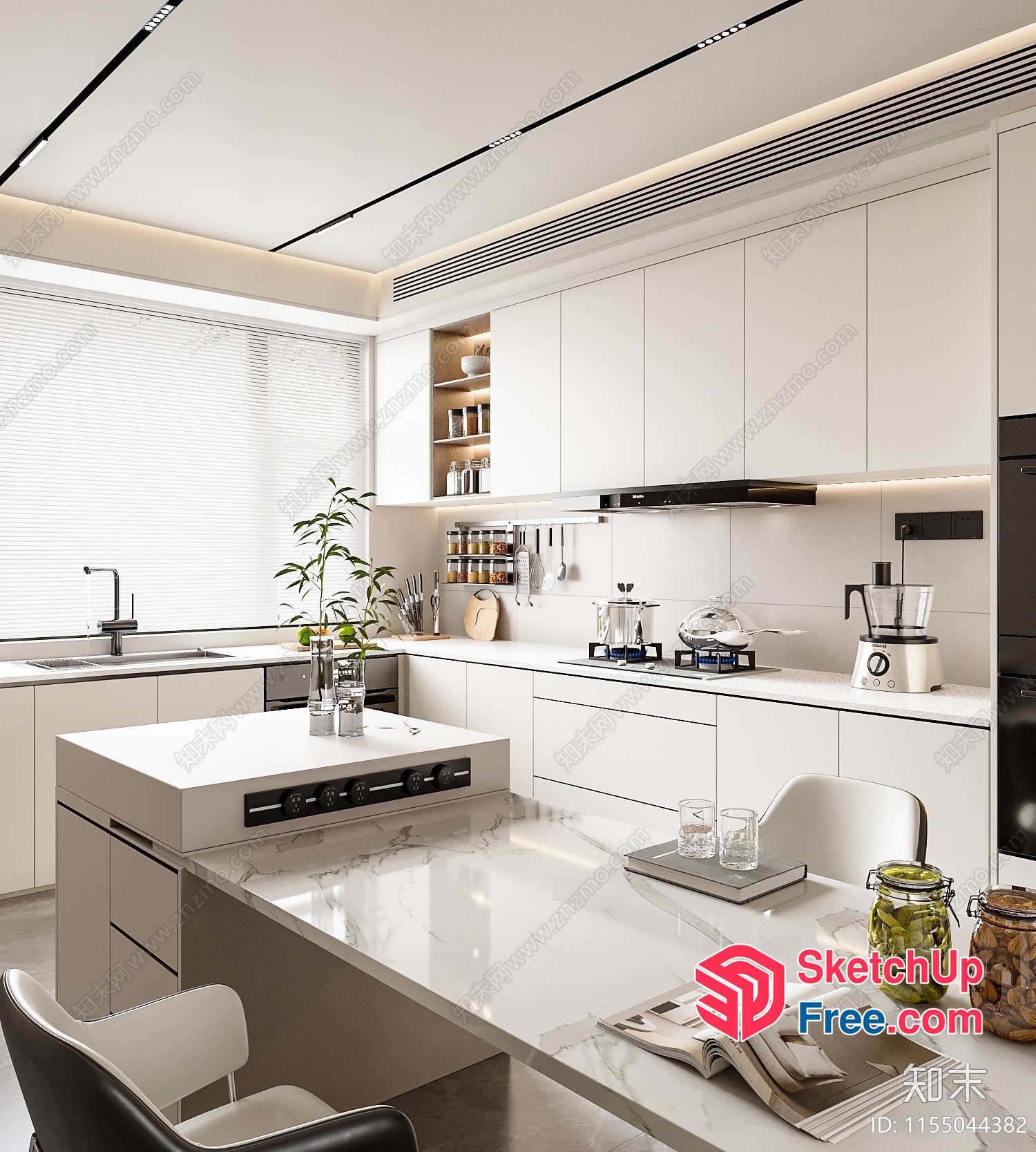 Modern Kitchen Interior With Sleek White Cabinets 3D SketchUp File