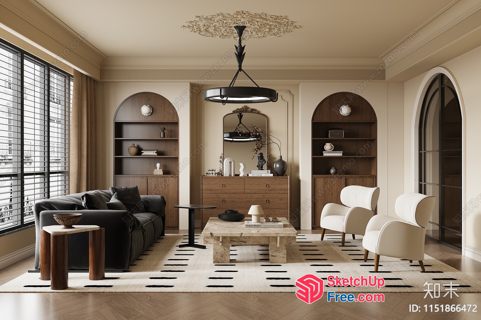 Modern Living Room With Elegant Furniture And Decor 3D SketchUp File