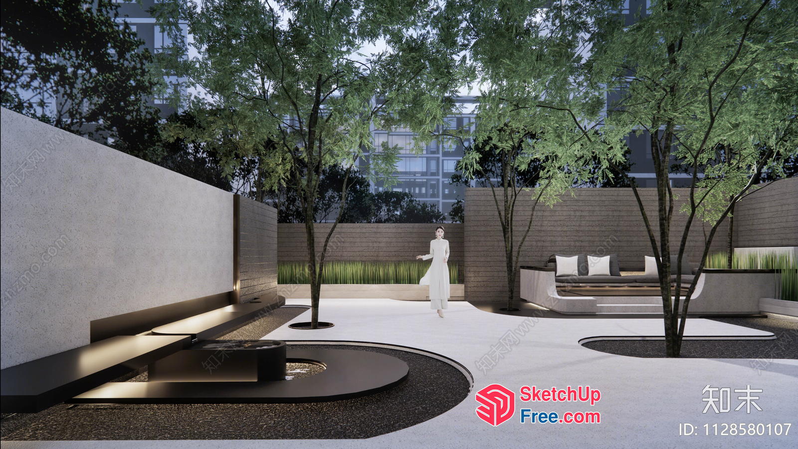 Minimalist Japanese Style Modern Garden 3D SketchUp File