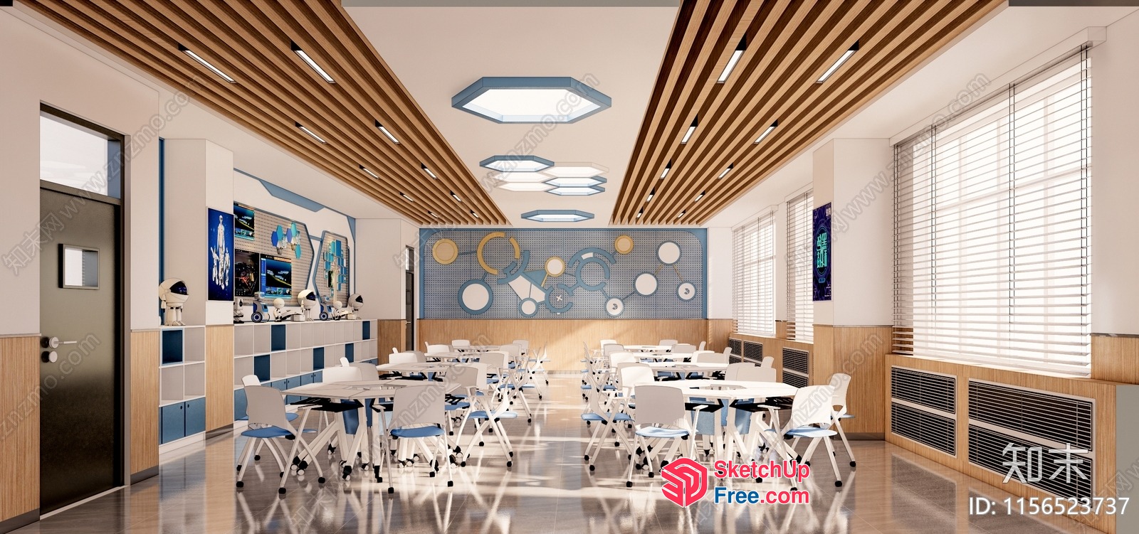 Modern Educational Space With Scientific Decor 3D SketchUp File