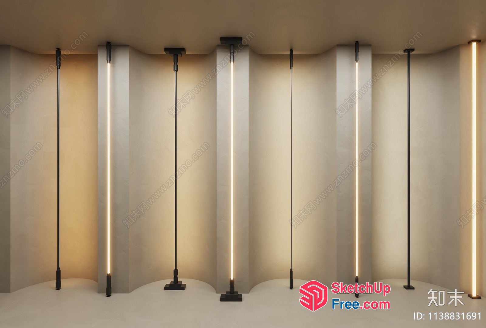 Modern Minimalist Lighting Fixtures In A Sleek Interior 3D SketchUp File