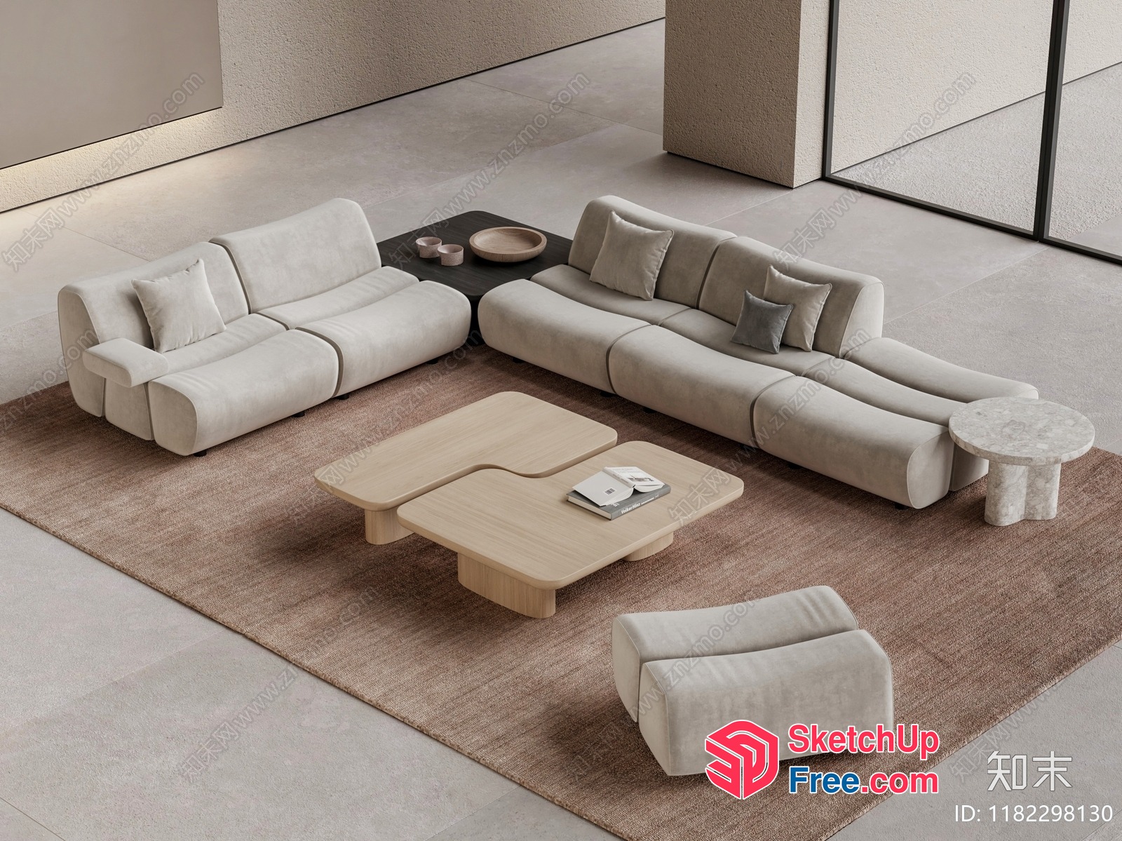 Minimalist Modern Living Room Furniture Set 3D SketchUp File