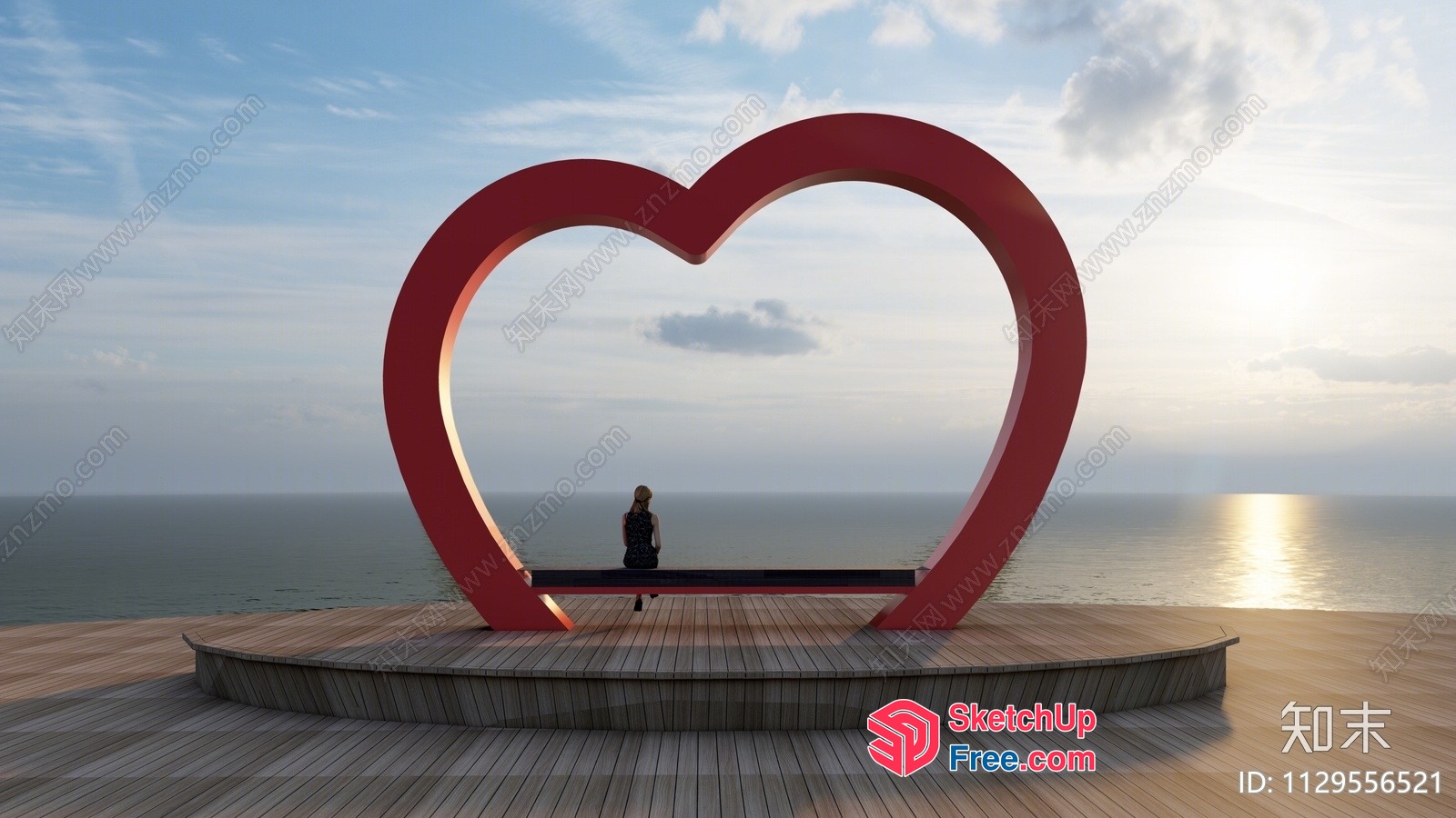 Seaside Heart-Shaped Sculpture 3D SketchUp File
